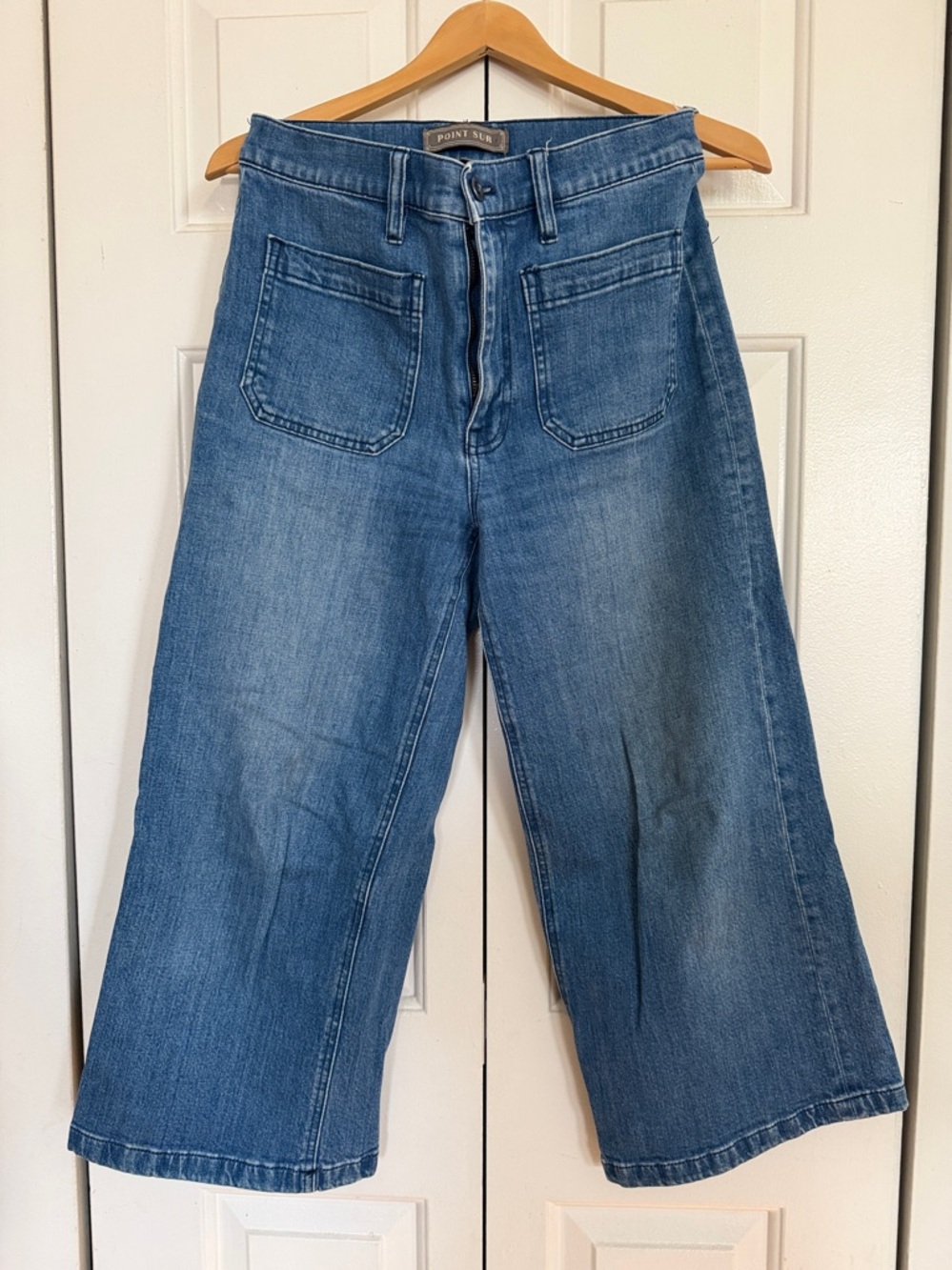 J Crew Point Sur Women's Wide-Leg Patch Pocket Jeans